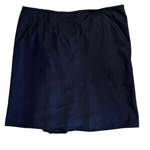 ARMANI COLLEZIONI Silk Navy Skirt A-Line Straight Italy TG 52 US 16 Plus 90s Y2K